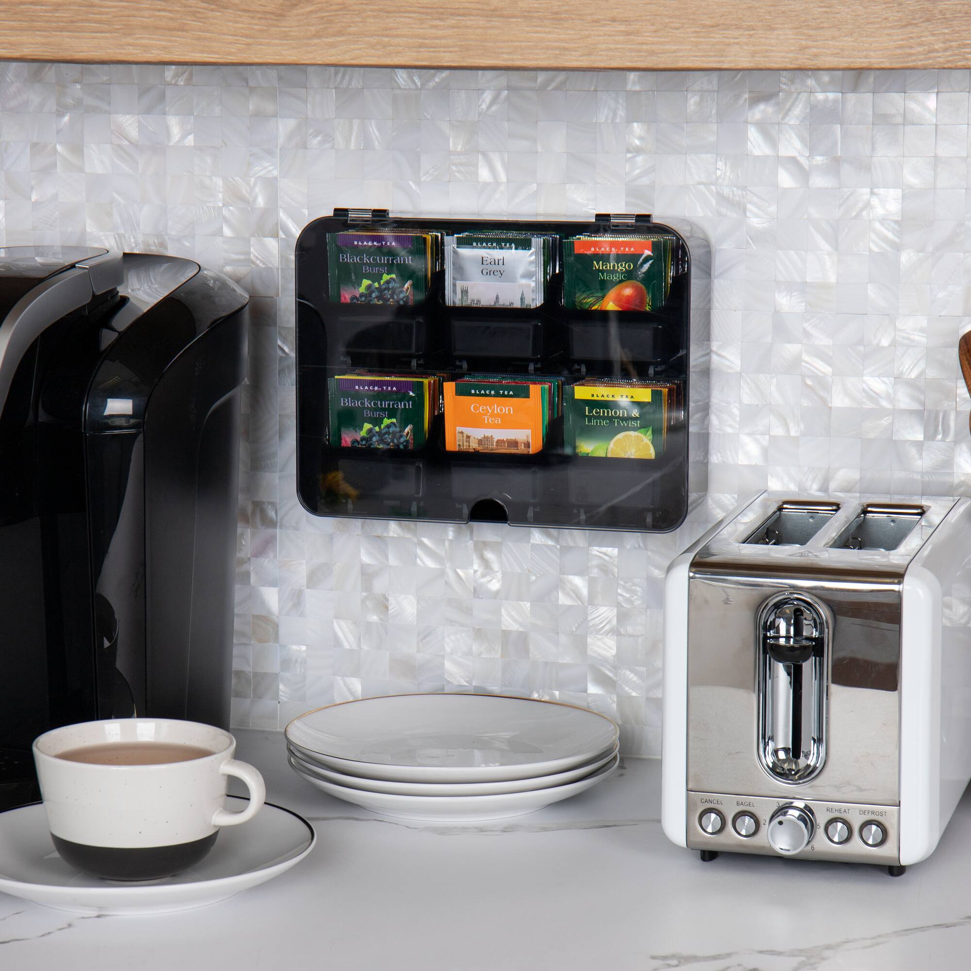 Mind Reader Foundation Collection Black 6-Compartment Tea Bag Organizer